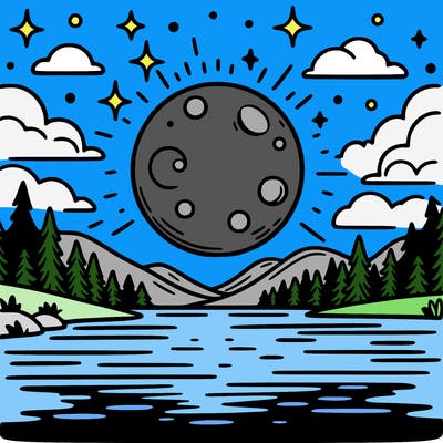 moonlight shining on a lake