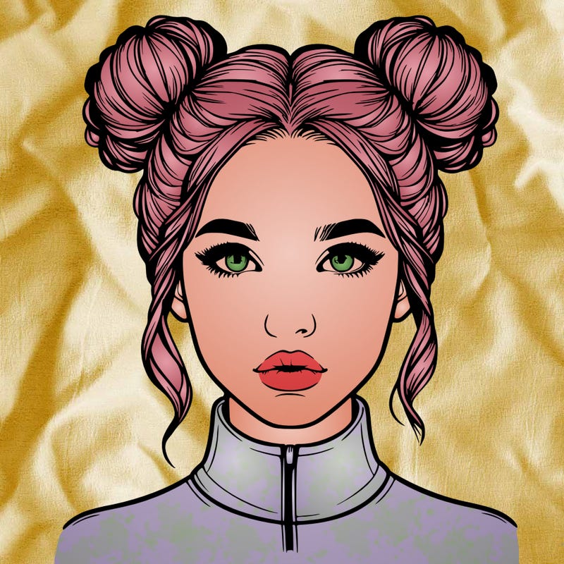 realistic woman that has space buns