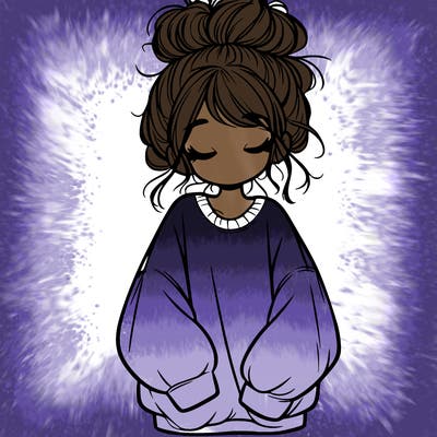 girl with baggy sweatshirt and messy bun