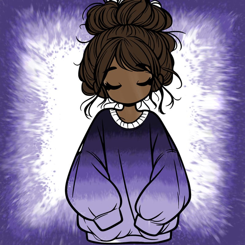 girl with baggy sweatshirt and messy bun