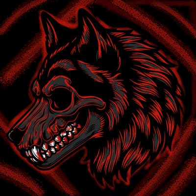 realistic wolf with skull face