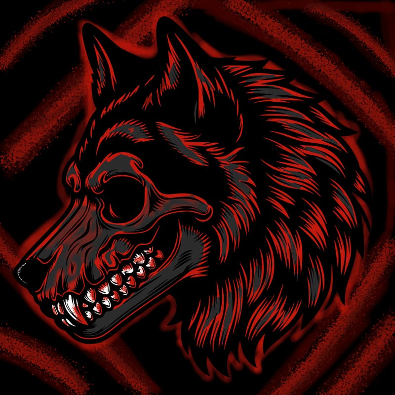 realistic wolf with skull face