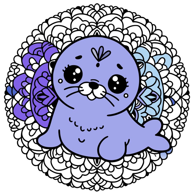 a cute baby seal mandala