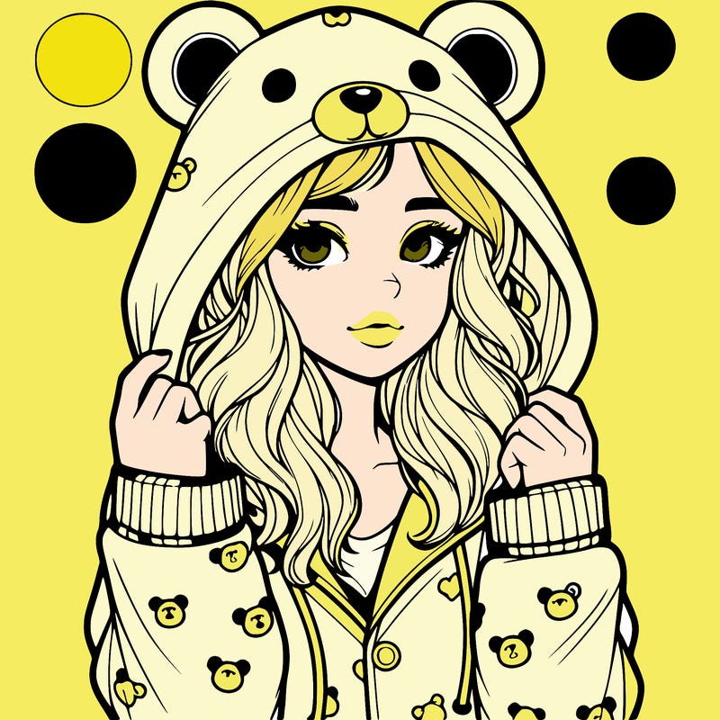 realistic girl in a animal pjs hoodie
