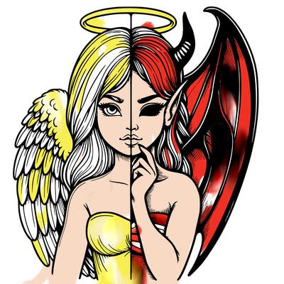 realistic angel half demon