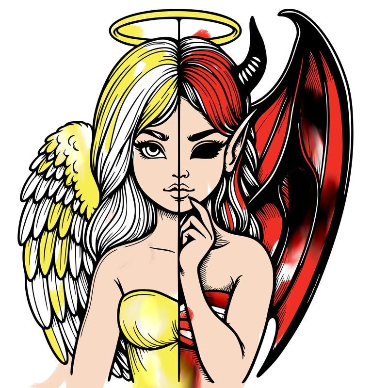 realistic angel half demon