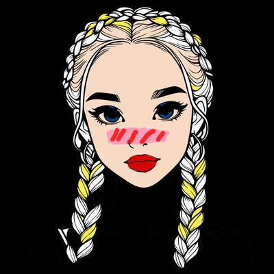 realistic girl with braids