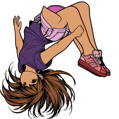 realistic girl doing a backflip