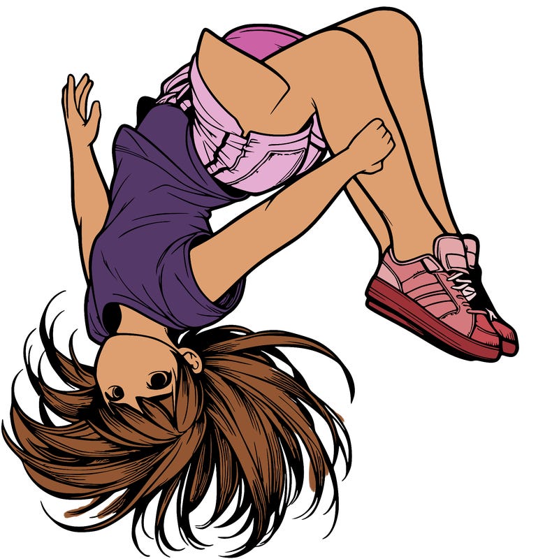 realistic girl doing a backflip