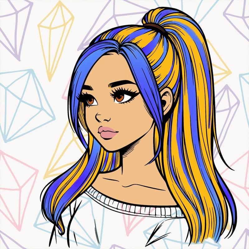 realistic girl with a high ponytail