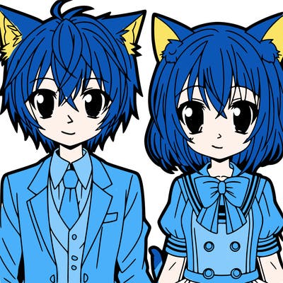 anime cat boy and girl