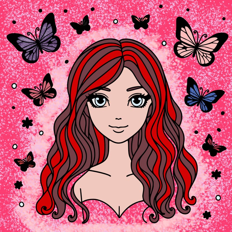 woman with butterfly hair