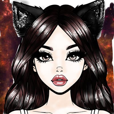 realistic girl with fox ears and realistic lips