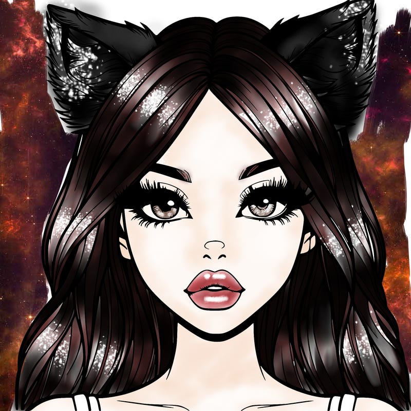 realistic girl with fox ears and realistic lips