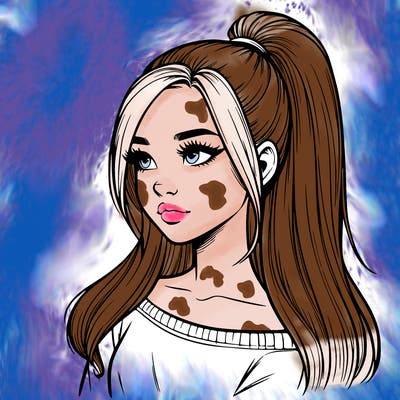 realistic girl with a high ponytail