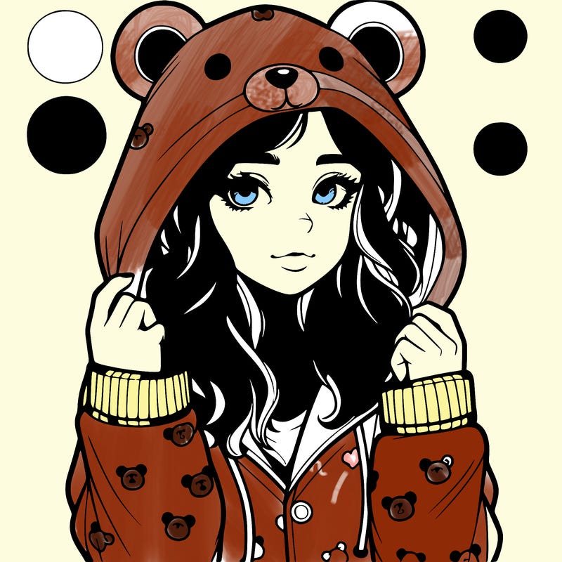 realistic girl in a animal pjs hoodie