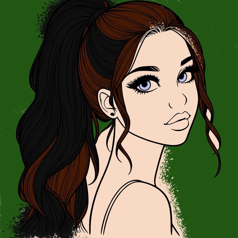realistic pretty girl with high pony tail