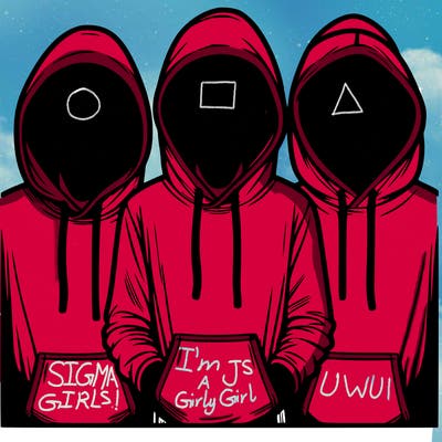 3 faceless people in  hoodies