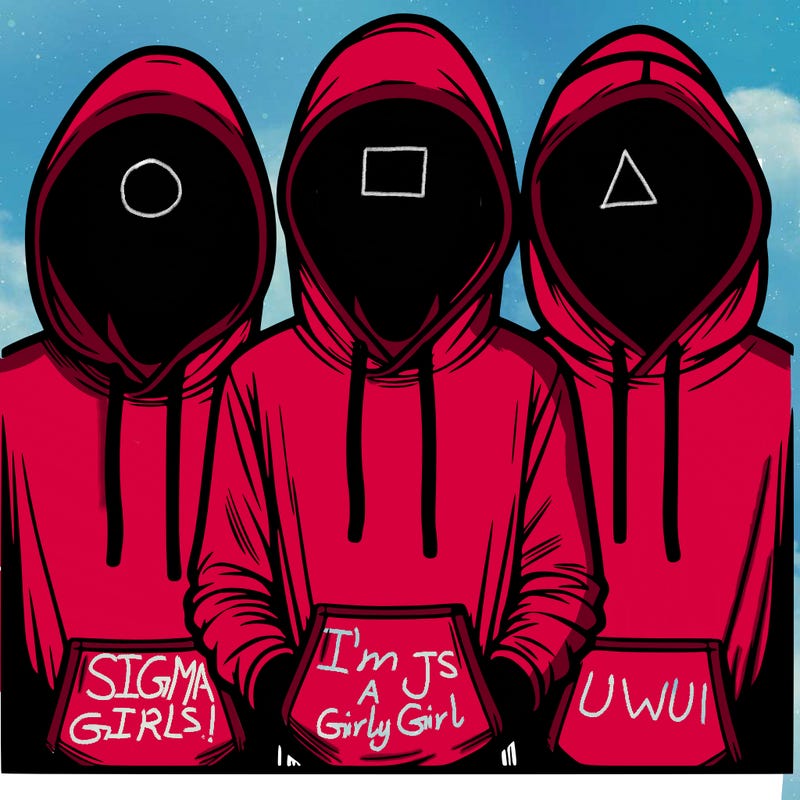 3 faceless people in  hoodies