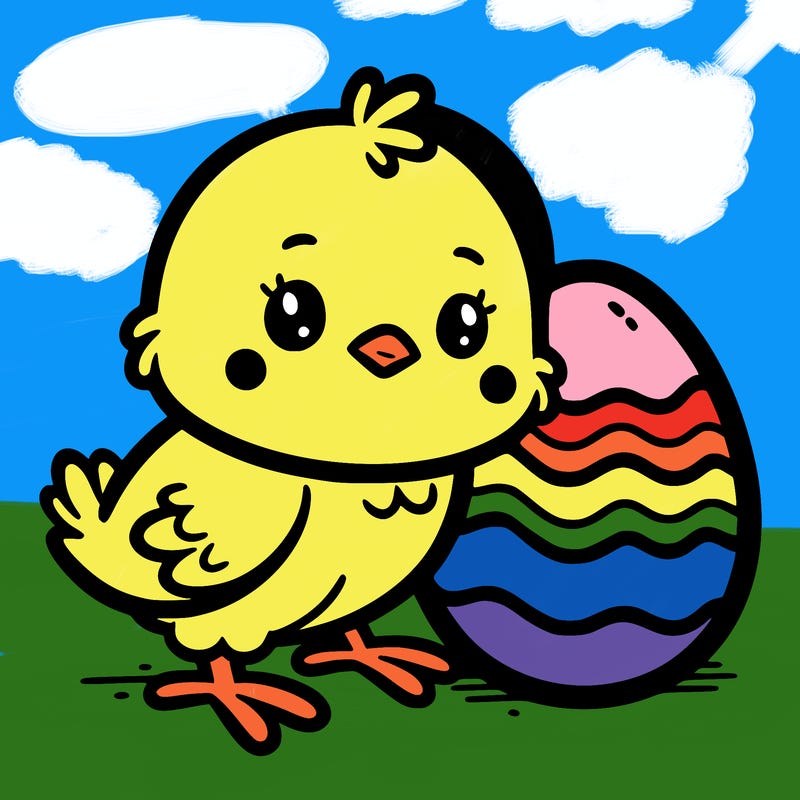 an easter chick with an easter egg