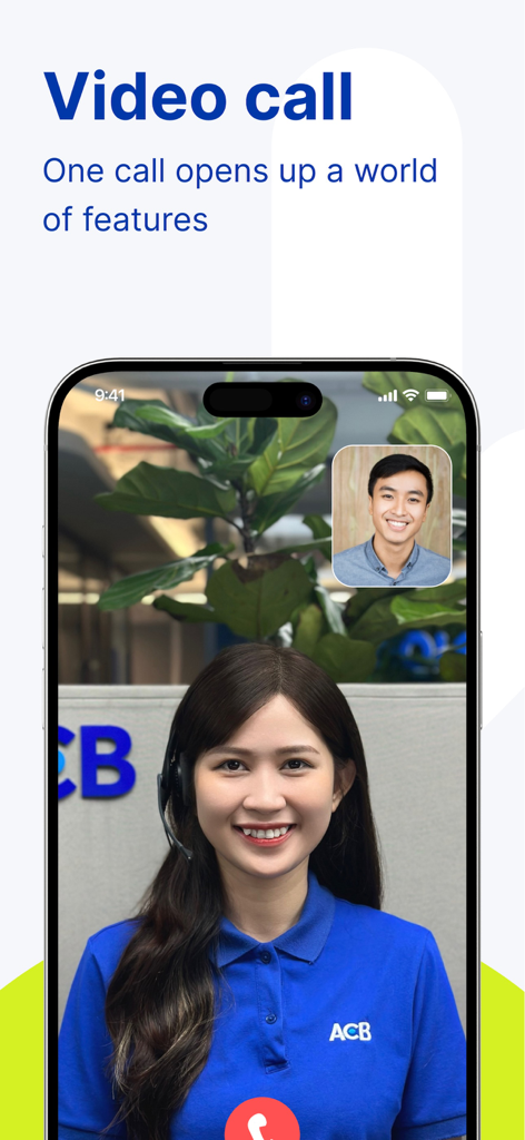 ACB ONE - Tela de videochamada do aplicativo ACB ONE mostrando um cliente conversando com um representante do banco para verificação remota de identidade