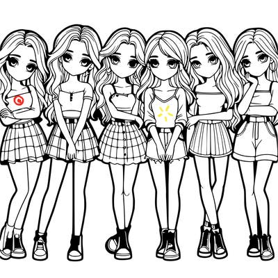 a group of girls realistic