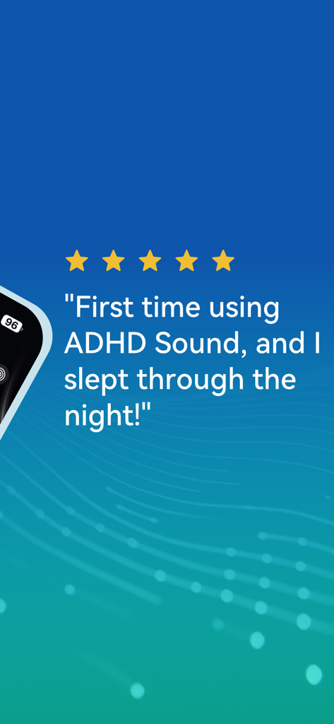 Testimonianza utente a cinque stelle per l'App Sonora ADHD che descrive un miglioramento della qualità del sonno.