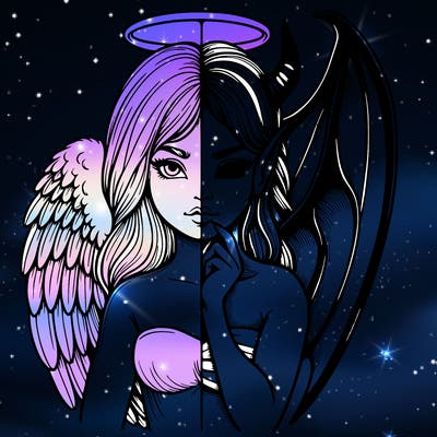 realistic angel half demon