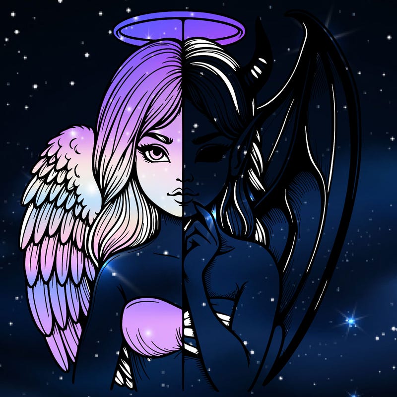 realistic angel half demon