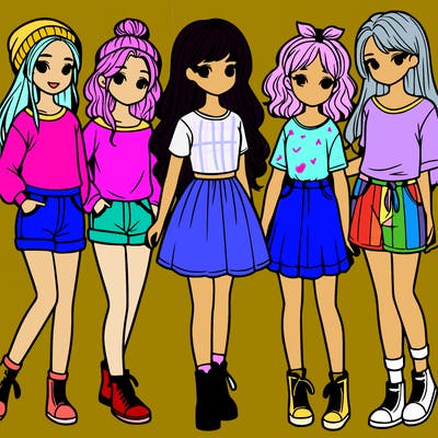 a group of five girls