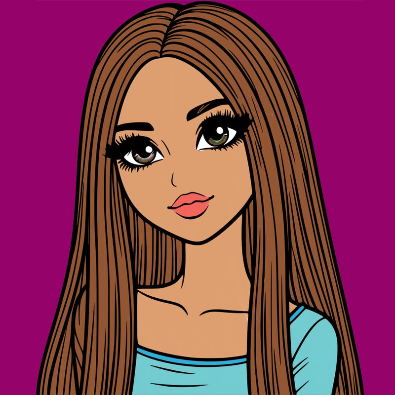 realistic girl with straight and long hair