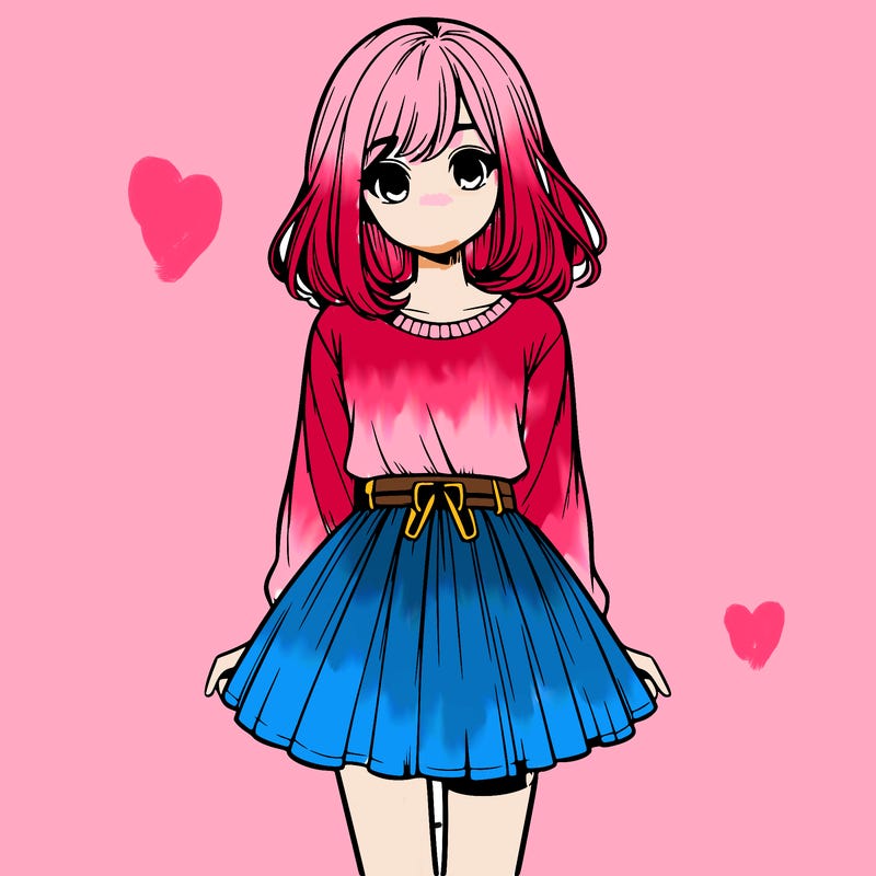 realistic girl with a skirt on