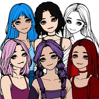 a group of girls realistic