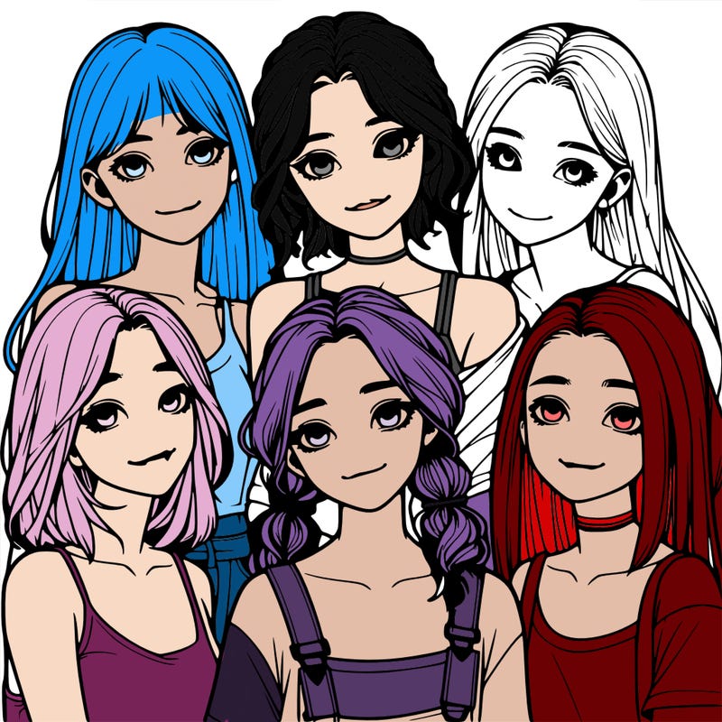 a group of girls realistic