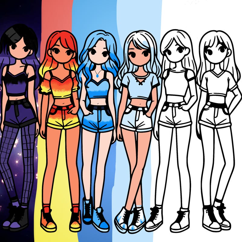 a group of girls wearing crop tops and shorts