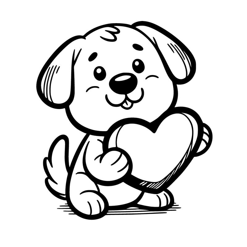 dog holding heart