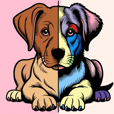 realistic dog split picture