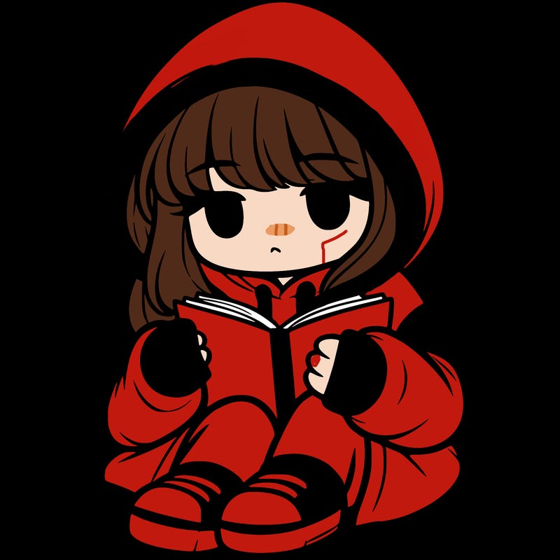 girl in oversized hoodie reading a book