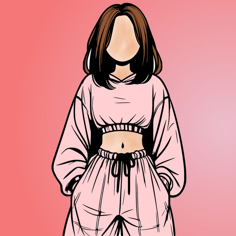 realistic girl faceless with baggy pants and a crop top