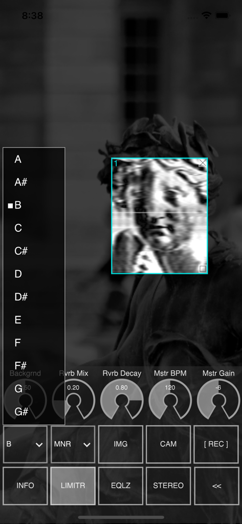 VOSIS - VOSIS app user interface with image scanning window and musical note selection
