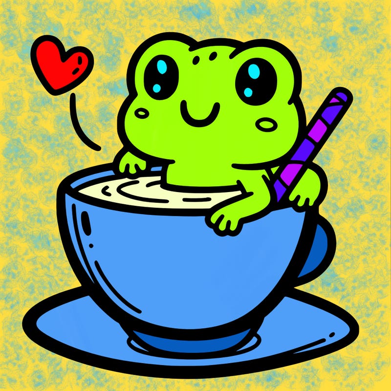 cute frog in a tea cup