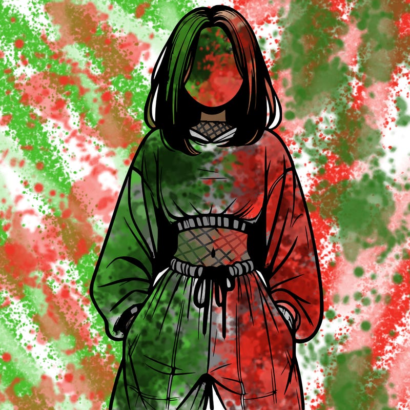 realistic girl faceless with baggy pants and a crop top