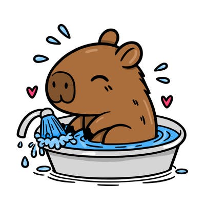capybara taking a bath