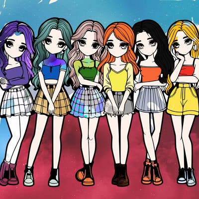 a group of girls realistic