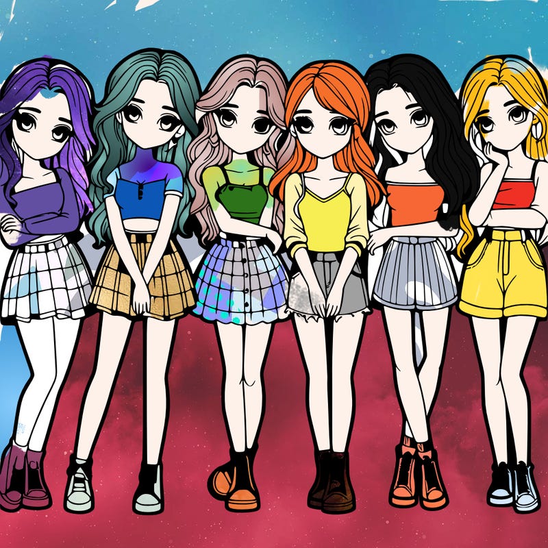 a group of girls realistic