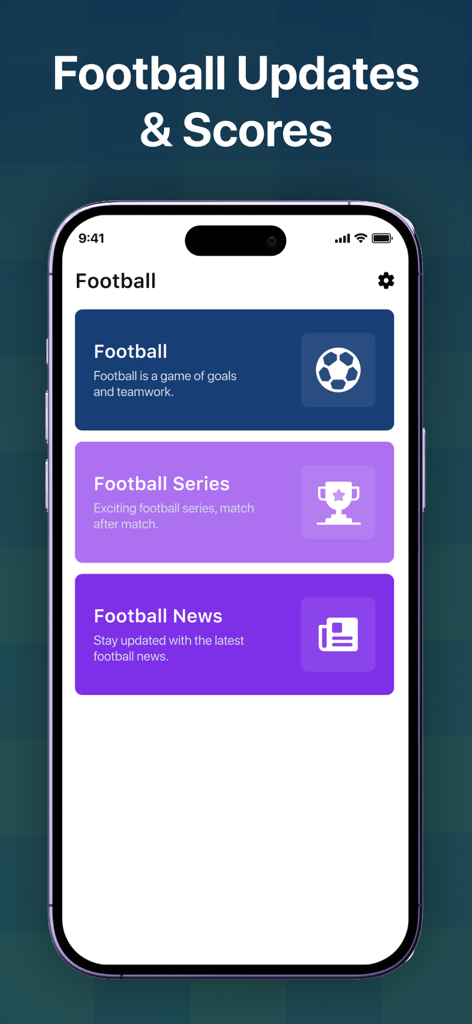 Live Football TV HD Streaming・ - Écran d'accueil de l'application FootUltras avec les scores de mises à jour de football et les catégories de nouvelles