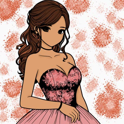realistic girl in prom dress