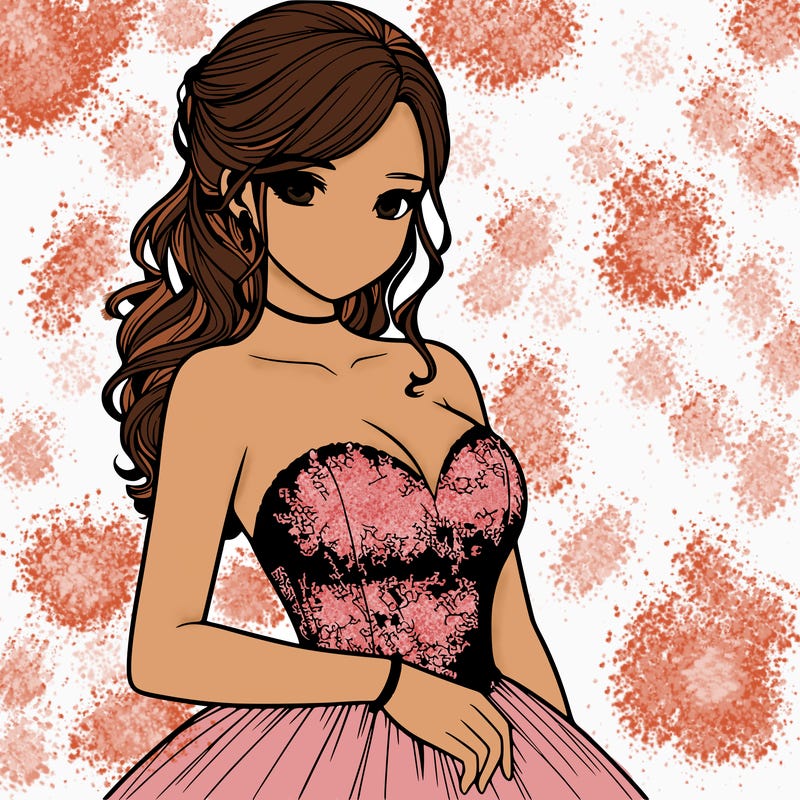 realistic girl in prom dress