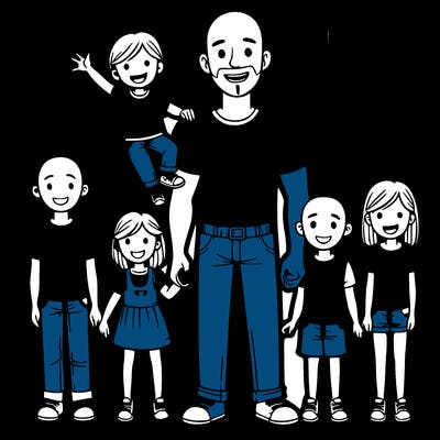 bald dad and 5 children
