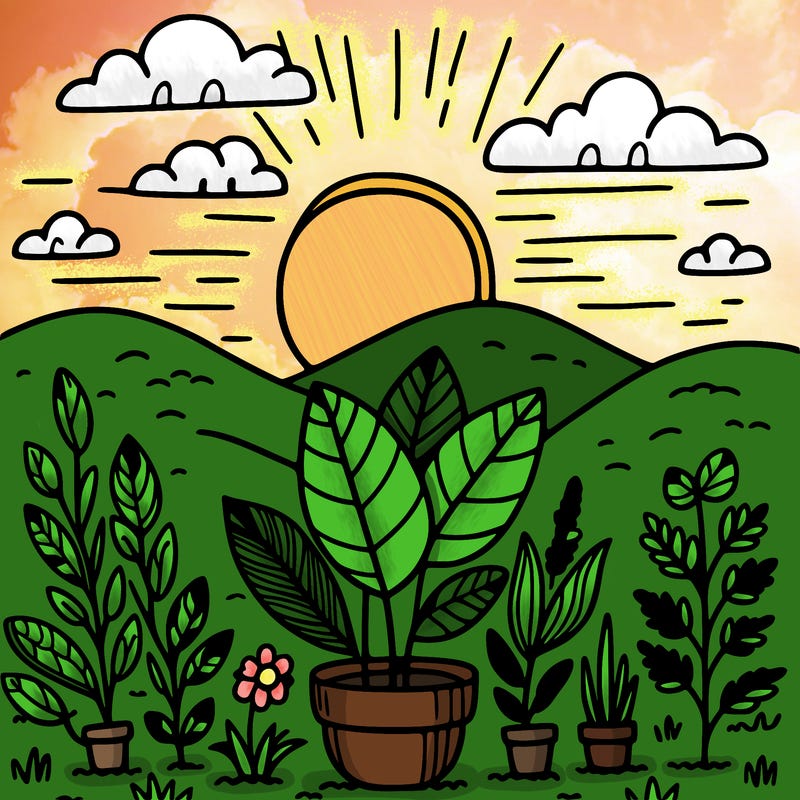 cute plant sunset